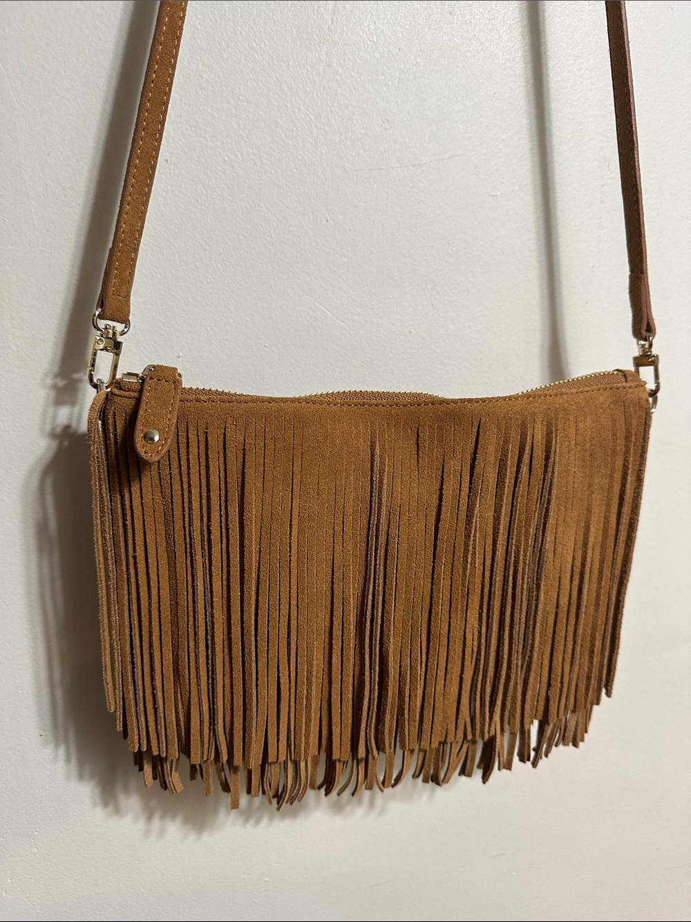 HButler Genuine  Suede Fringe Crossbody Bag in Brown